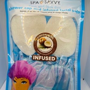 Shower cap and 2 facial pads coconut infus…